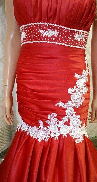 red ivory dress